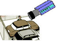 防犯カメラが駐車場を見下ろしているイラスト