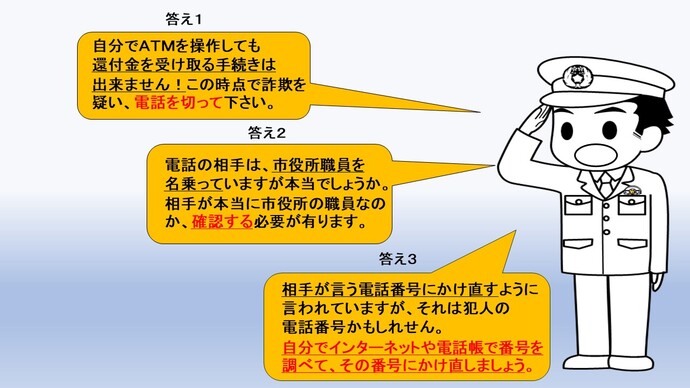 特殊詐欺被害防止教室の一部をお見せします。2枚目の画像