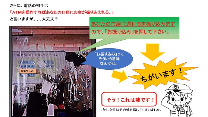 特殊詐欺被害防止教室の一部をお見せします。5枚目の画像