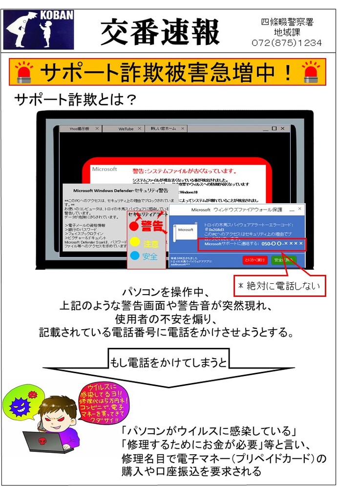 四條畷警察署 地域課 交番速報の画像