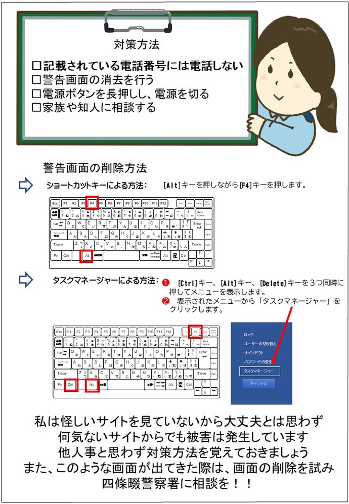 四條畷警察署 地域課 交番速報 裏面の画像