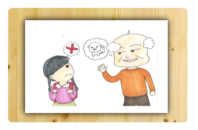 小学生の女の子に見知らぬ白髪のおじさんが話しかけているイラスト