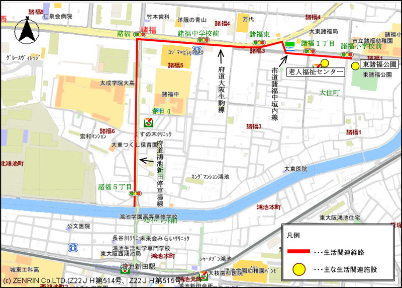 大東市鴻池新田駅周辺地図