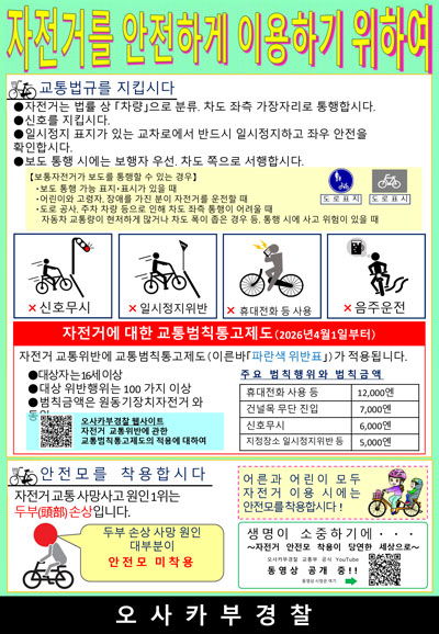 自転車を安全に利用するために(韓国語版)の画像