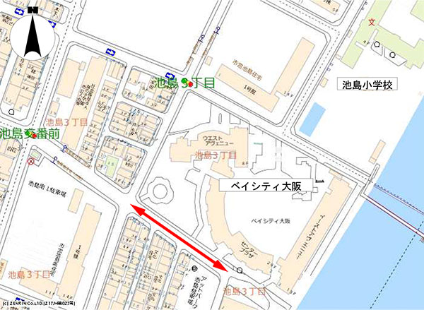 大阪市港区の駐車規制実施場所
