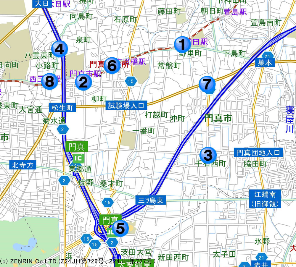 門真警察署交番位置マップ