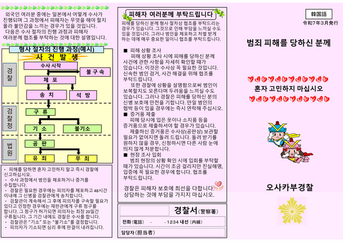 犯罪被害者支援リーフレット画像(韓国語版・その1)