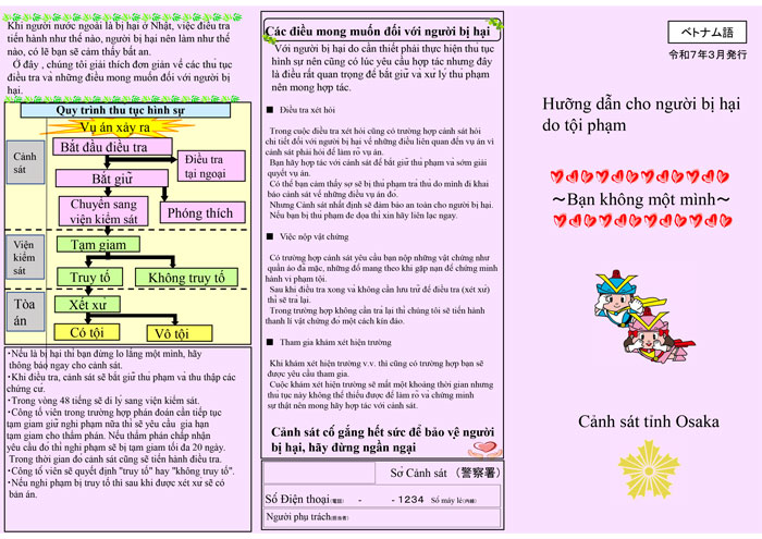 犯罪被害者支援リーフレット画像(ベトナム語版・その1)