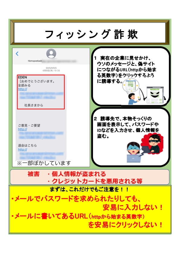 フィッシング詐欺に対する注意点の画像