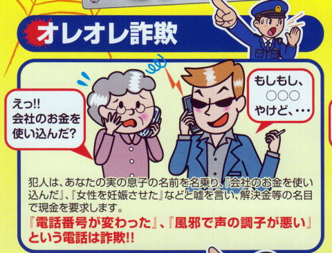 オレオレ詐欺の詳細内容を示した画像