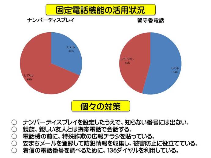 固定電話機能活用状況の詳細内容を説明している画像