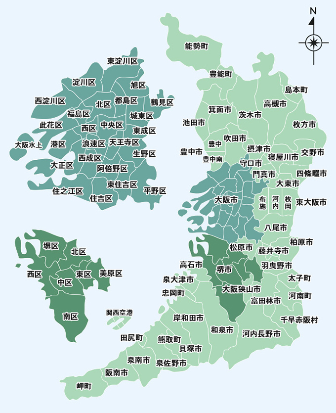 大阪府全域の地図