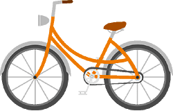 ハンドルとサドルが茶色で、ボディがオレンジ色をした自転車のイラスト