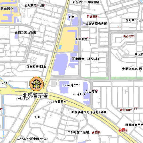 北堺警察署の周りの大まかな地図