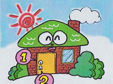1つのドアに2つ鍵をする事を推奨し、鍵を強化したことで笑顔になっている家のイラスト