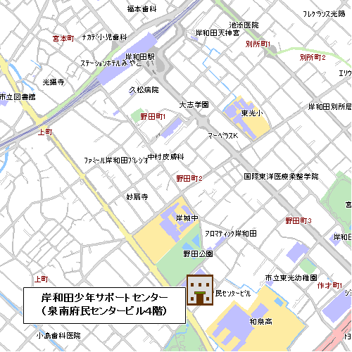 岸和田少年サポートセンターの地図のイラスト