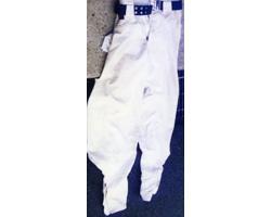 白色鳶職用作業ズボン（青色ベルト付）の写真