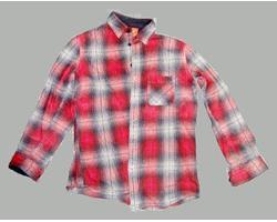 ネルシャツ（灰色と赤のチェック柄・Lサイズ）の写真