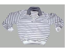 クリーム色と灰色の横縞長袖シャツの写真