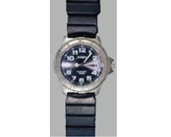 腕時計（3針、丸型、黒色ベルト）の写真