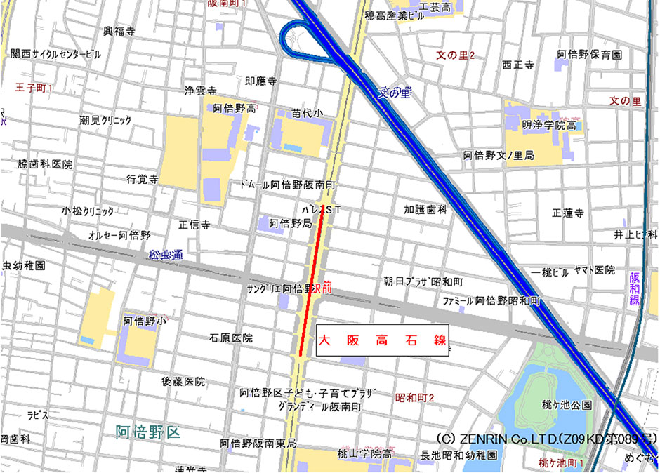 阿倍野警察署のパーキング・メーター等の設置状況図