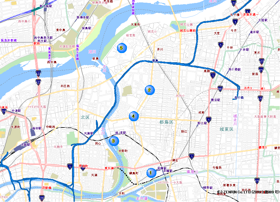 都島警察署交番位置マップのイラスト画像