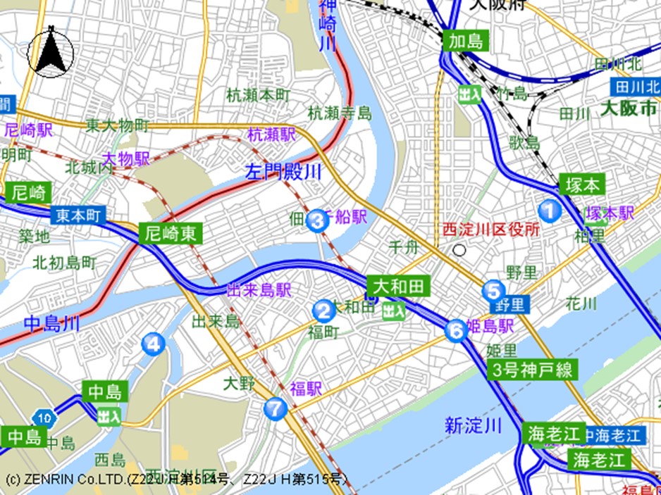 西淀川警察署交番位置マップのイラスト画像