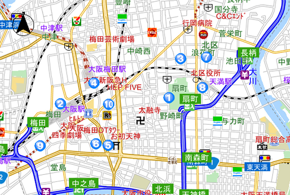 曽根崎警察署交番位置マップのイラスト画像