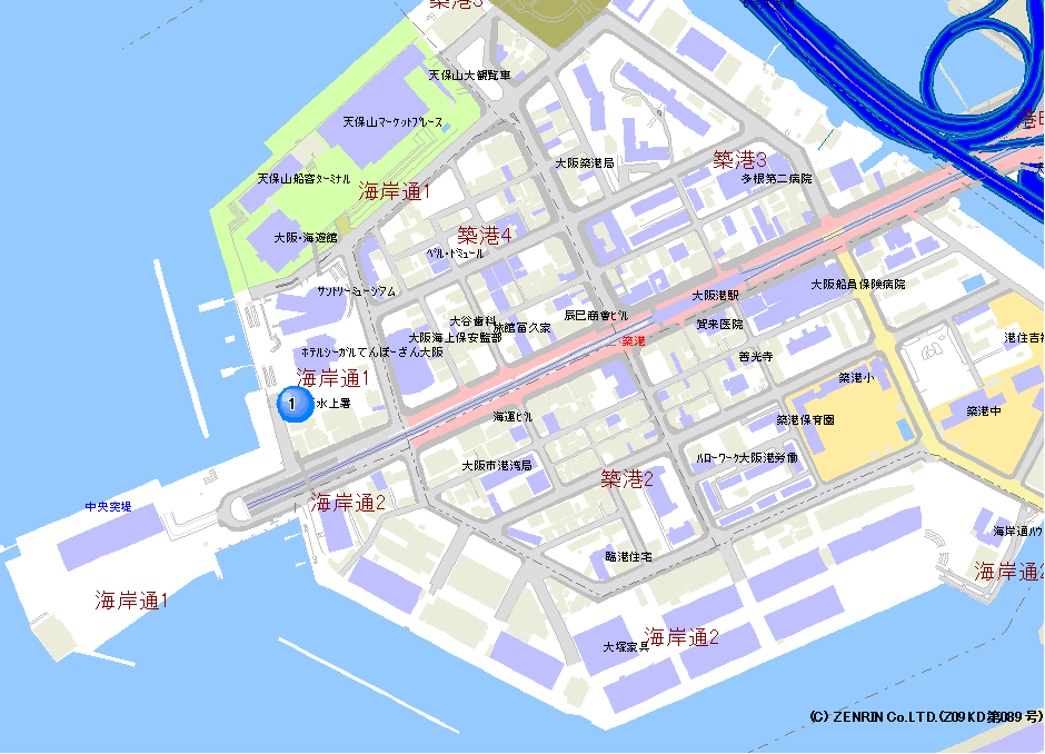 大阪水上警察署交番位置マップのイラスト画像