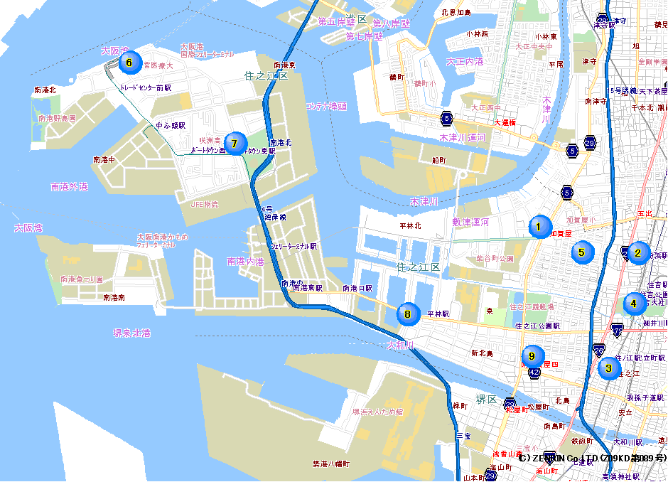 住之江警察署交番位置マップイラスト画像