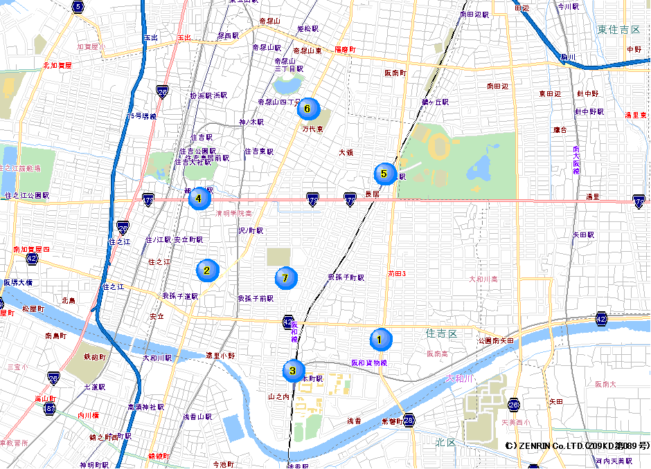 住吉警察署交番位置マップのイラスト画像