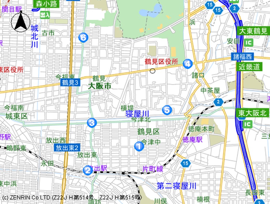 鶴見警察署交番位置マップのイラスト画像