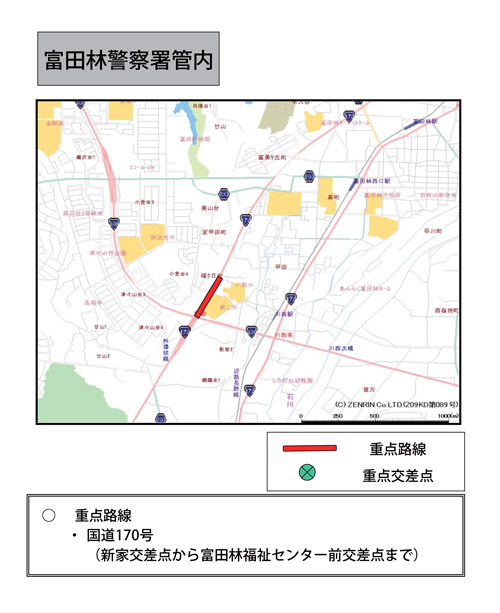 駐(停)車違反取締重点路線・取締重点交差点（富田林警察署管内）の地図画像