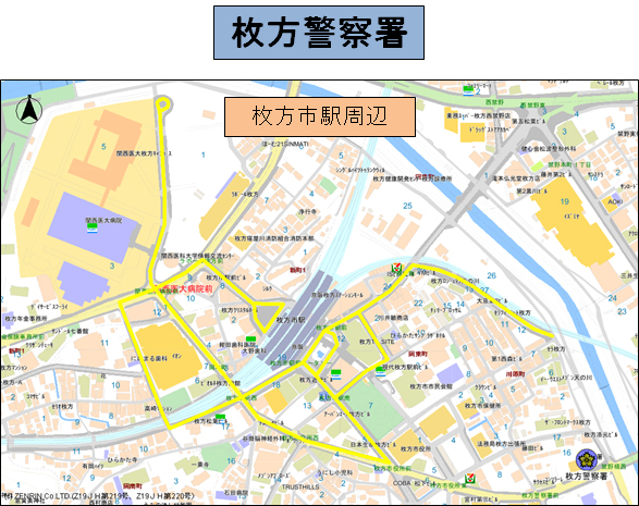 枚方市駅周辺、重点路線・地域の地図