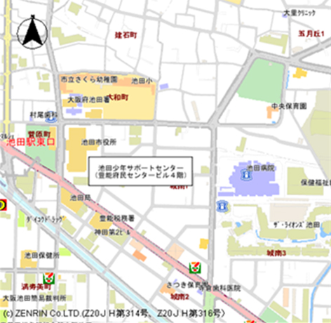 池田少年サポートセンターの所在地の地図のイラスト
