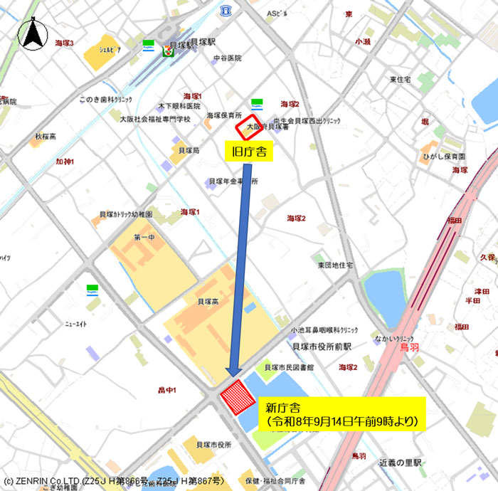 貝塚警察署移転先地図