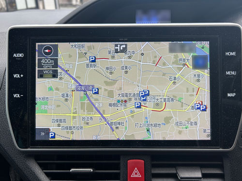 VICS対応のカーナビゲーションでの表示例
