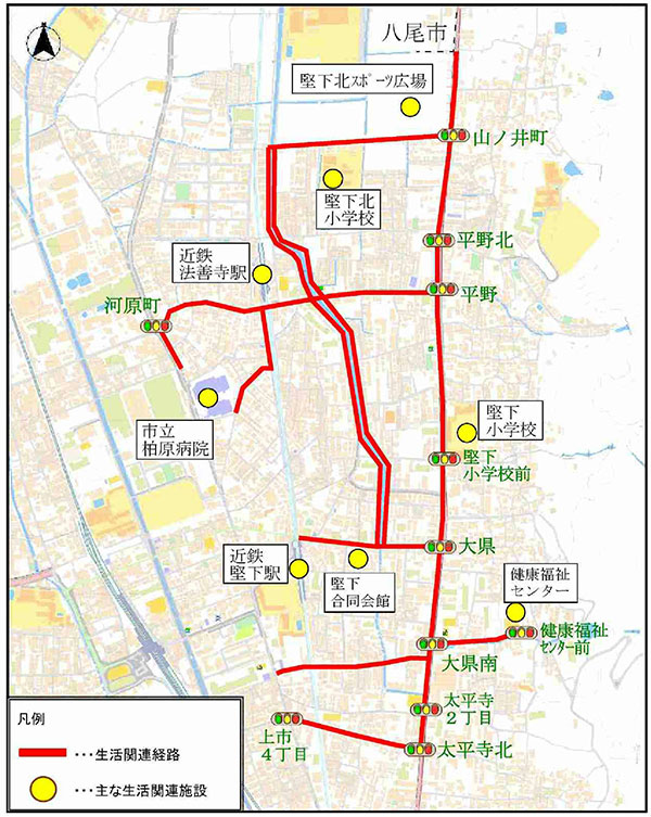 柏原市堅下駅・法善寺駅周辺