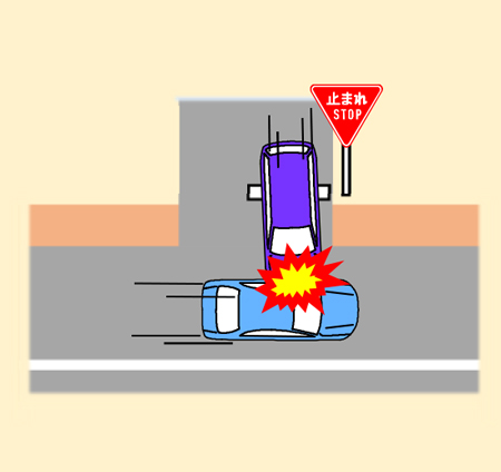 出合頭事故のイラスト 1