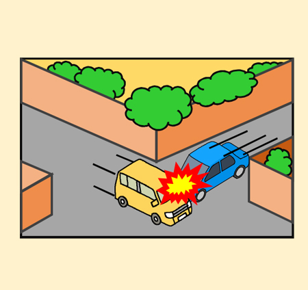 出合頭事故のイラスト 2