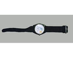 腕時計（丸型、3針、黒色ゴムバンド）の写真
