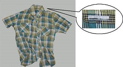 グリーン系チェック柄半袖シャツ（Mr,JUNKO製）の写真