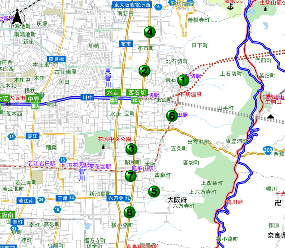枚岡警察署交番位置マップのイラスト画像