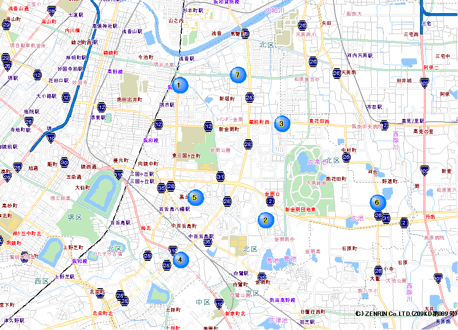 北堺警察署交番位置マップのイラスト画像
