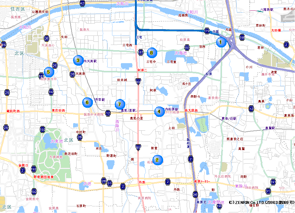 松原警察署交番位置マップのイラスト画像