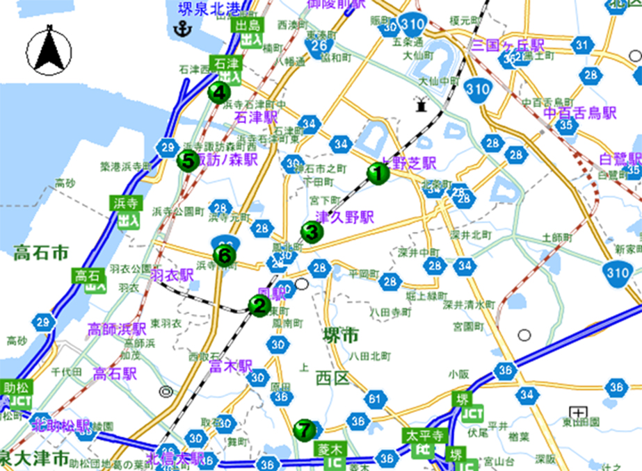 西堺警察署交番位置マップのイラスト画像