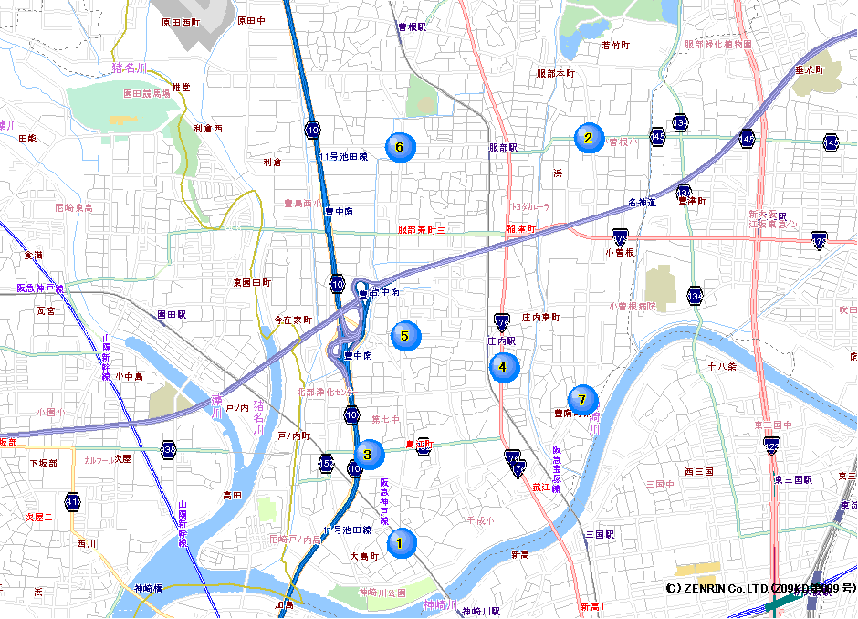 豊中南警察署交番位置マップのイラスト画像