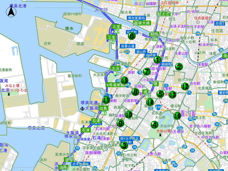 堺警察署交番位置マップのイラスト画像