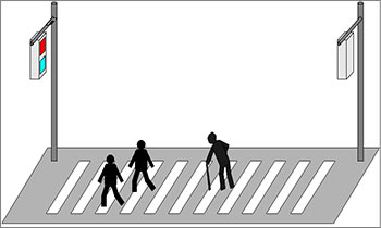 歩行者が横断歩道を渡っているイラスト