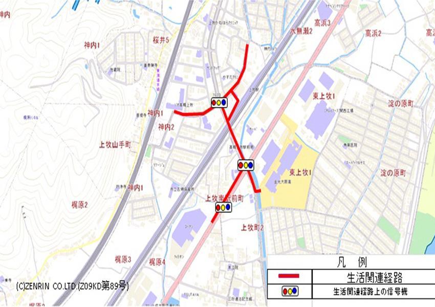 上牧周辺地区の地図